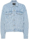 Mugler Star-print Denim Jacket In Blue