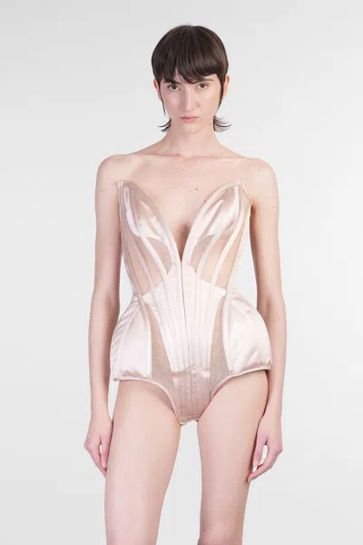 Mugler Body In Rose-pink Polyamide