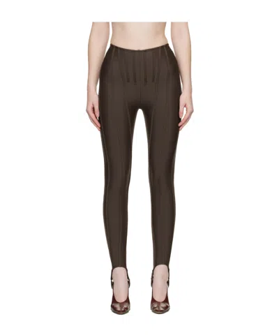 Mugler Body-fitting Leggings In Brown