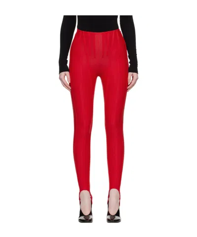 Mugler Body-fitting Leggings In Red