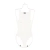 Mugler Scoop-neck Embellished Bodysuit In White