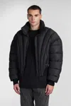 Mugler Logo Short Recycled Poly Puffer Jacket In Black