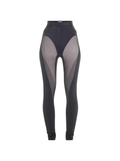 Mugler Bonded Illusion Trousers In Grey