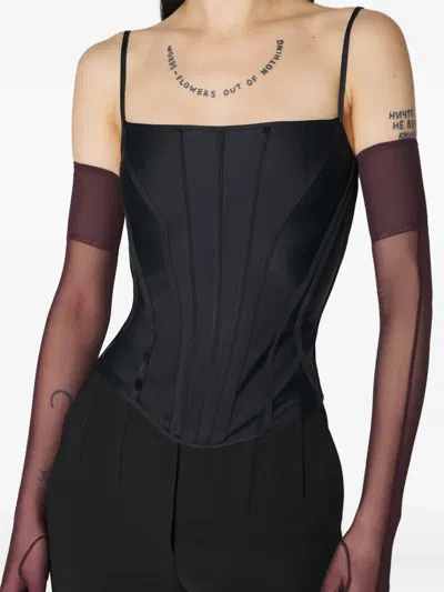 Mugler Boned Bustier Top In Black