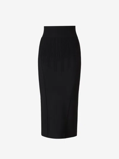 Mugler Boned Midi Skirt In Black