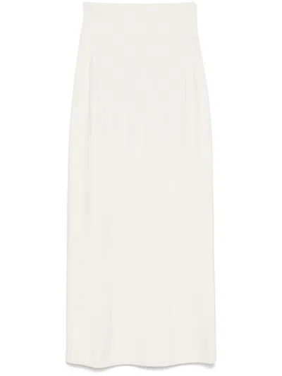 Mugler Boning-detail Midi Skirt In Weiss