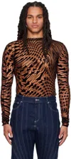 Mugler Star High-neck T-shirt In Brown
