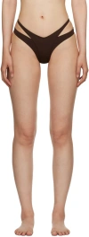 Mugler Strappy Cutout Bikini Bottoms In 7050 Chocolate