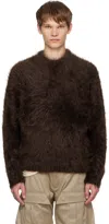 Mugler Fluffy Crew-neck Sweater In Brown