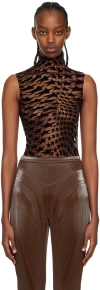 Mugler Brown Star Bodysuit In 2309 Nude 02 / Black