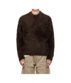 Mugler Fluffy Crew-neck Sweater In Brown