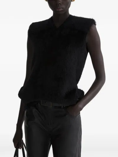 Mugler Brushed-knit Sleeveless Top In Black