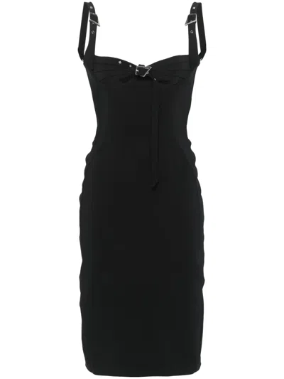 Mugler Knee Length Dress Bustier Neckline In Black