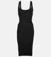 Mugler Denim Buckle Midi Dress In Schwarz