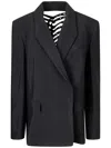 Mugler Buckled Oversized Jacket In Black