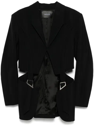 Mugler Buckled Tailored Blazer In Black