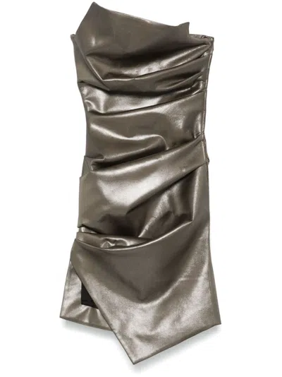 Mugler Bustier Ruched Dress In Green