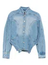 Mugler Tailored Jacket With Cinched Waist And Structured Shoulders In Blue