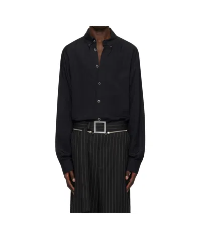 Mugler Button-up Long Sleeve Shirt In Black