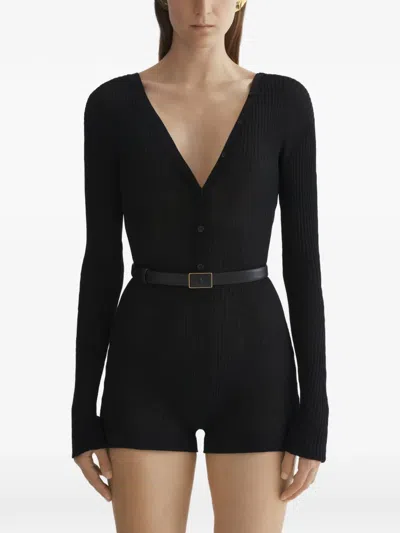 Mugler Knit Buttoned Bodysuit Woman Black
