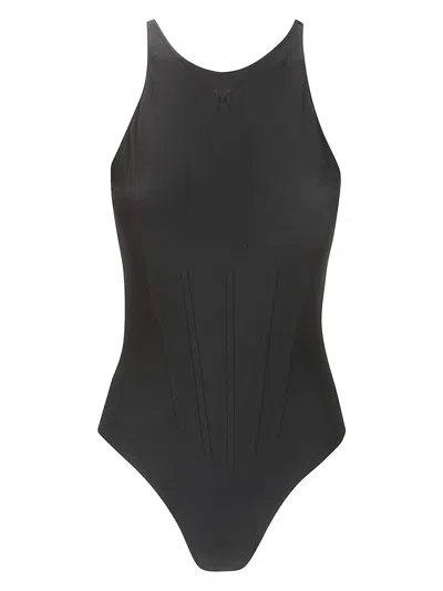 Mugler Corseted One-piece Swimsuit In Black