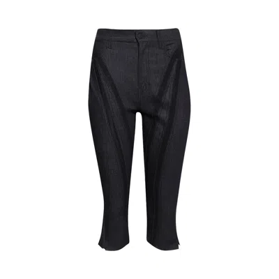 Pre-owned Mugler Capri Denim Cropped Pants 'raw Blue/black' | Women's Size 38