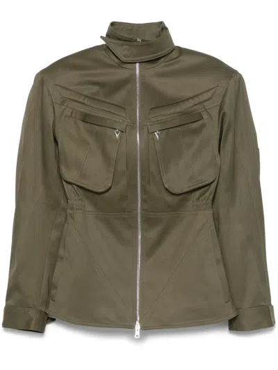 Mugler Khaki Cargo Jacket In Green