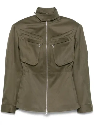 Mugler Khaki Cargo Jacket In Green