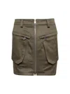 Mugler Khaki Cargo Miniskirt In Green