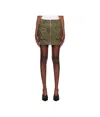 Mugler Khaki Cargo Miniskirt In Green
