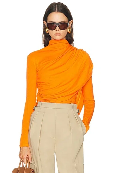 Mugler Cascade Long Sleeve Top In Orange