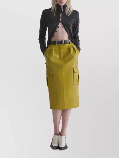 Mugler Cashmere High-rise Skirt In Green