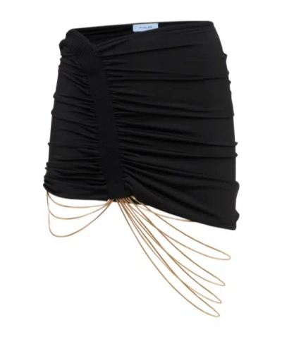 Mugler Chain Eco Jersey Mini Skirt In Black