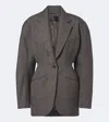 Mugler Checked Oversized Wool Jacket In Gray
