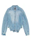 Mugler Cinched Button-fastening Denim Jacket In Blue