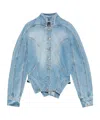 Mugler Tailored Jacket With Cinched Waist And Structured Shoulders In Blue
