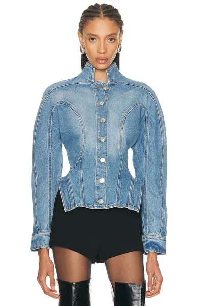 Mugler Cinched Jacket In Blue