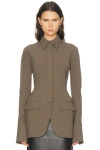 Mugler Cinched Wool Blend Jacket In Multi