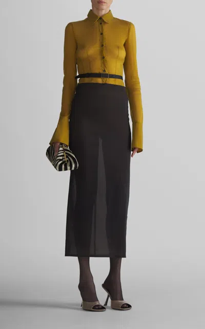 Mugler Collared Organza Shirt In Green