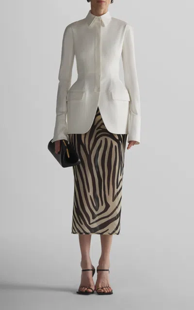 Mugler Collared Stretch-cotton Jacket In White