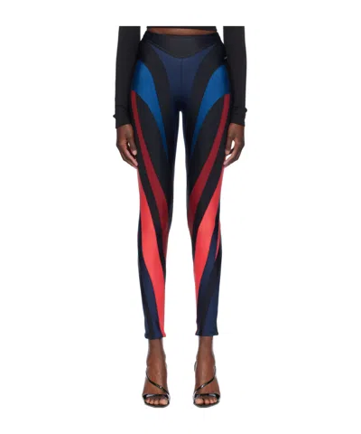 Mugler Color Matching Printed Leggings In Black