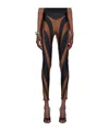 Mugler Color Matching Printed Leggings In Black