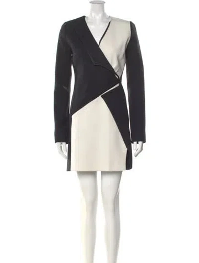 Pre-owned Mugler Colorblock Pattern Mini Dress In Black