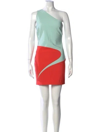 Pre-owned Mugler Colorblock Pattern Mini Dress In Green