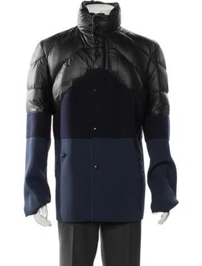 Pre-owned Mugler Colorblock Pattern Puffer Coat In Blue