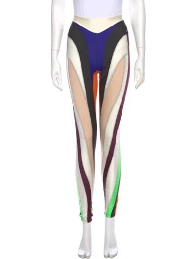 Pre-owned Mugler Colorblock Pattern Skinny Leg Pants In Black