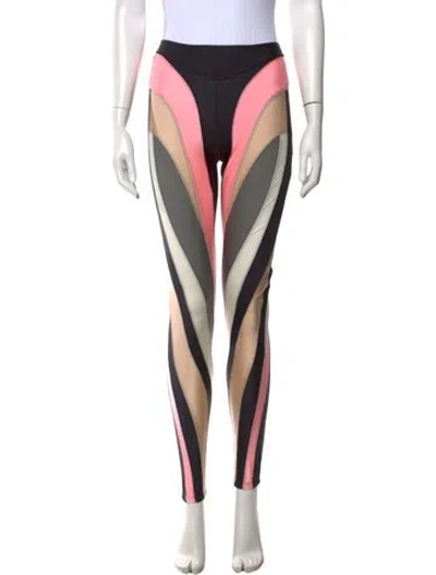 Pre-owned Mugler Colorblock Pattern Skinny Leg Pants In Black