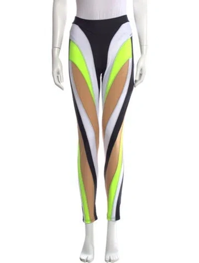 Pre-owned Mugler Colorblock Pattern Skinny Leg Pants In Black