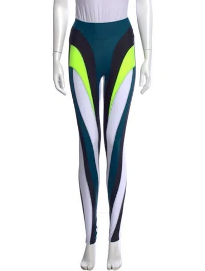 Pre-owned Mugler Colorblock Pattern Skinny Leg Pants In Blue