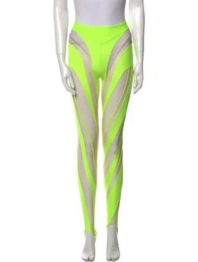 Pre-owned Mugler Colorblock Pattern Skinny Leg Pants In Yellow